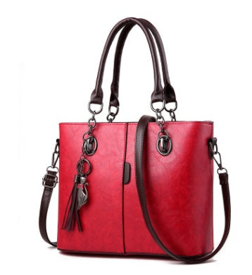 Double-Strap Faux Leather Shoulder Bag Handbag
