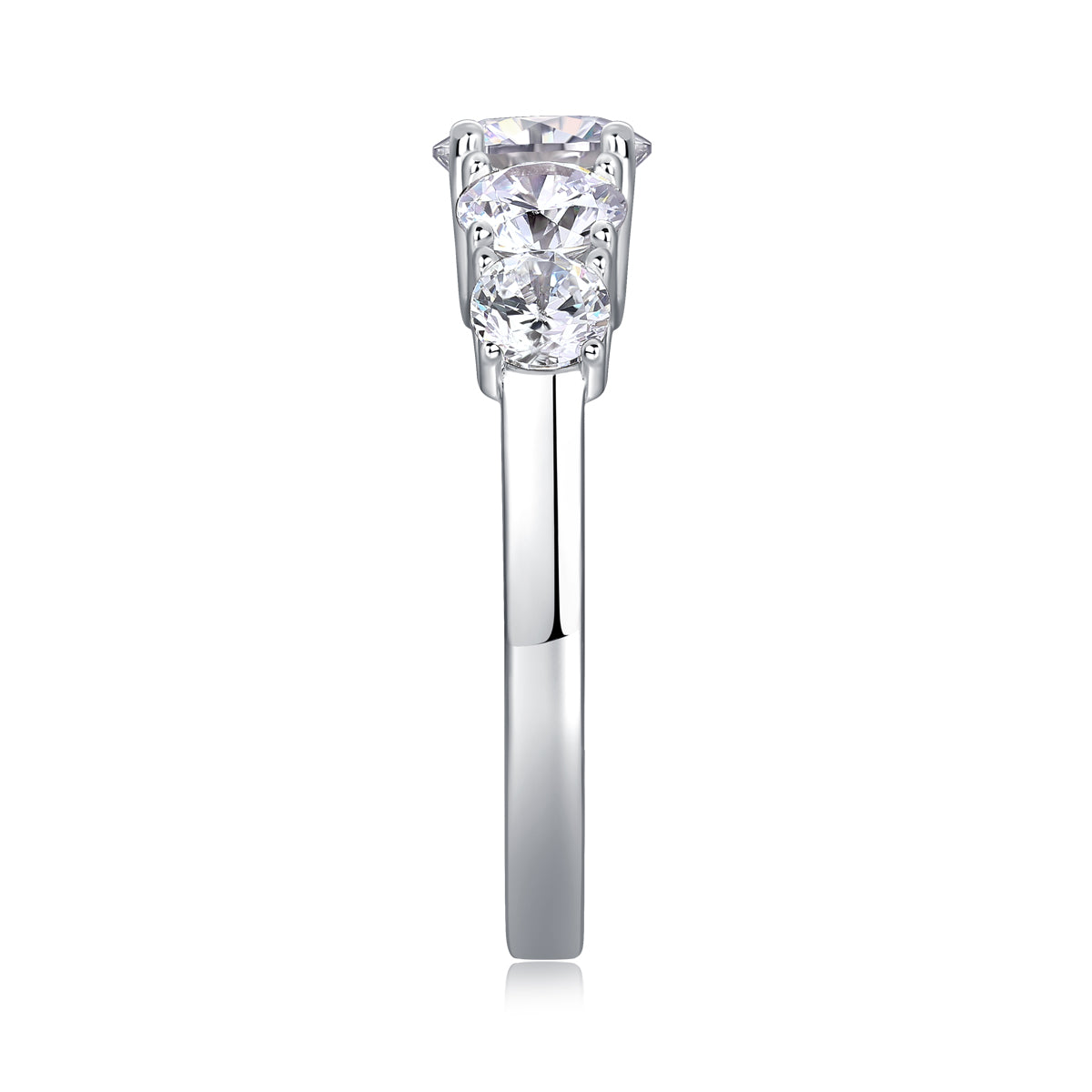 1 CT Five-Stone Moissanite Sterling Silver Rings