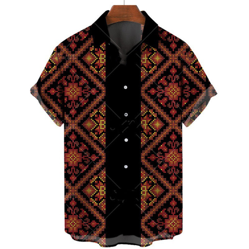 Men's Fashion Print Geometric Shirt Top