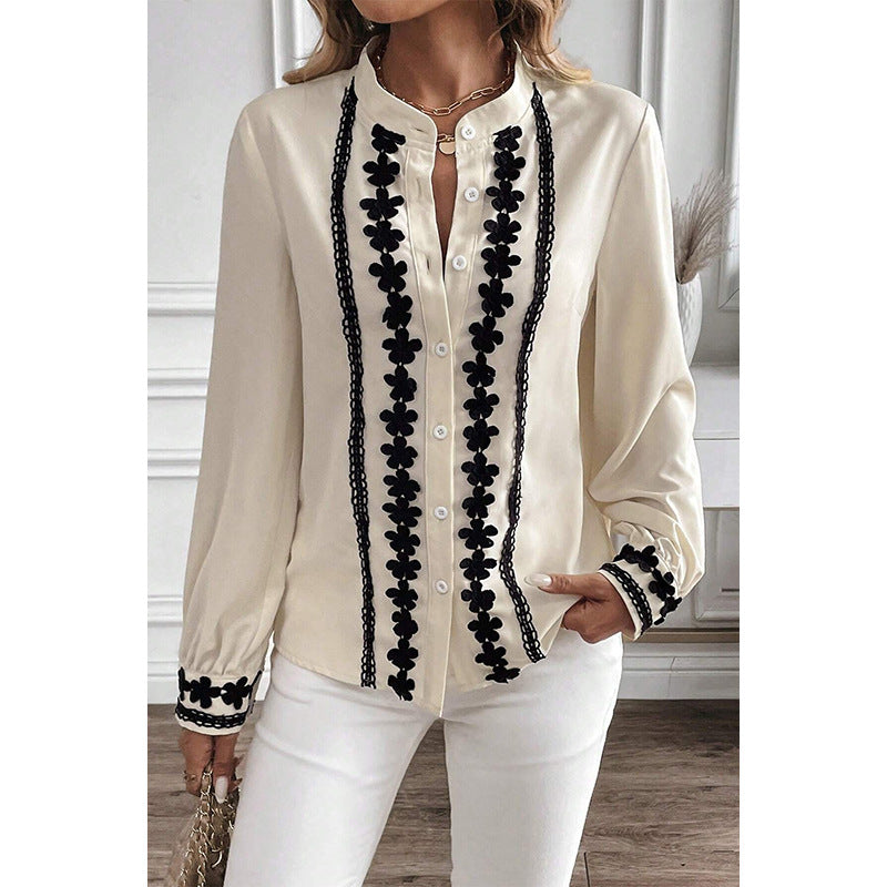 Elegant Leisure-Style Multi-Buckle Long Sleeve Shirt For Women