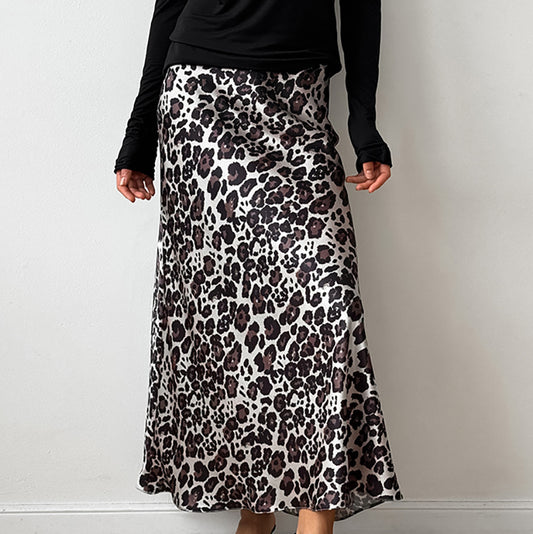Leopard Print High-Waist Maxi Skirt