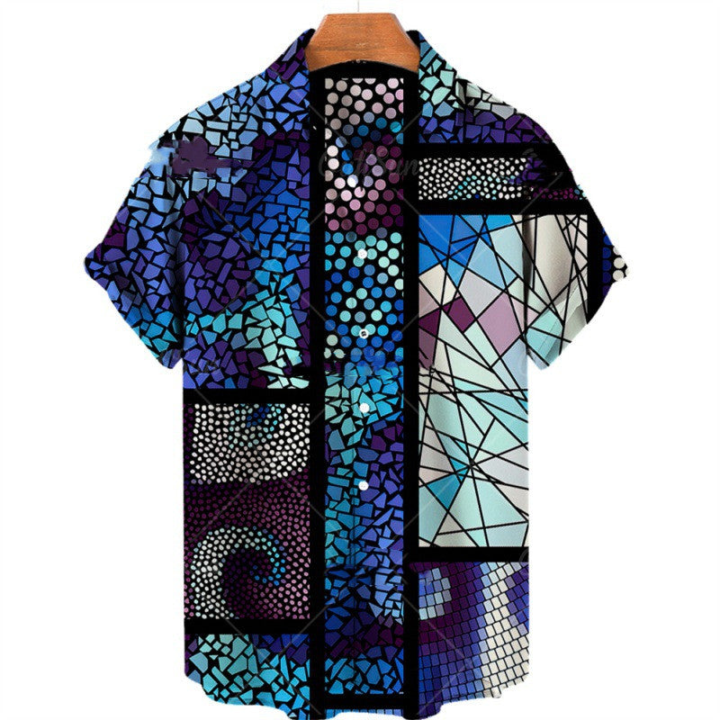 Men's Fashion Print Geometric Shirt Top
