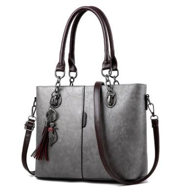 Double-Strap Faux Leather Shoulder Bag Handbag