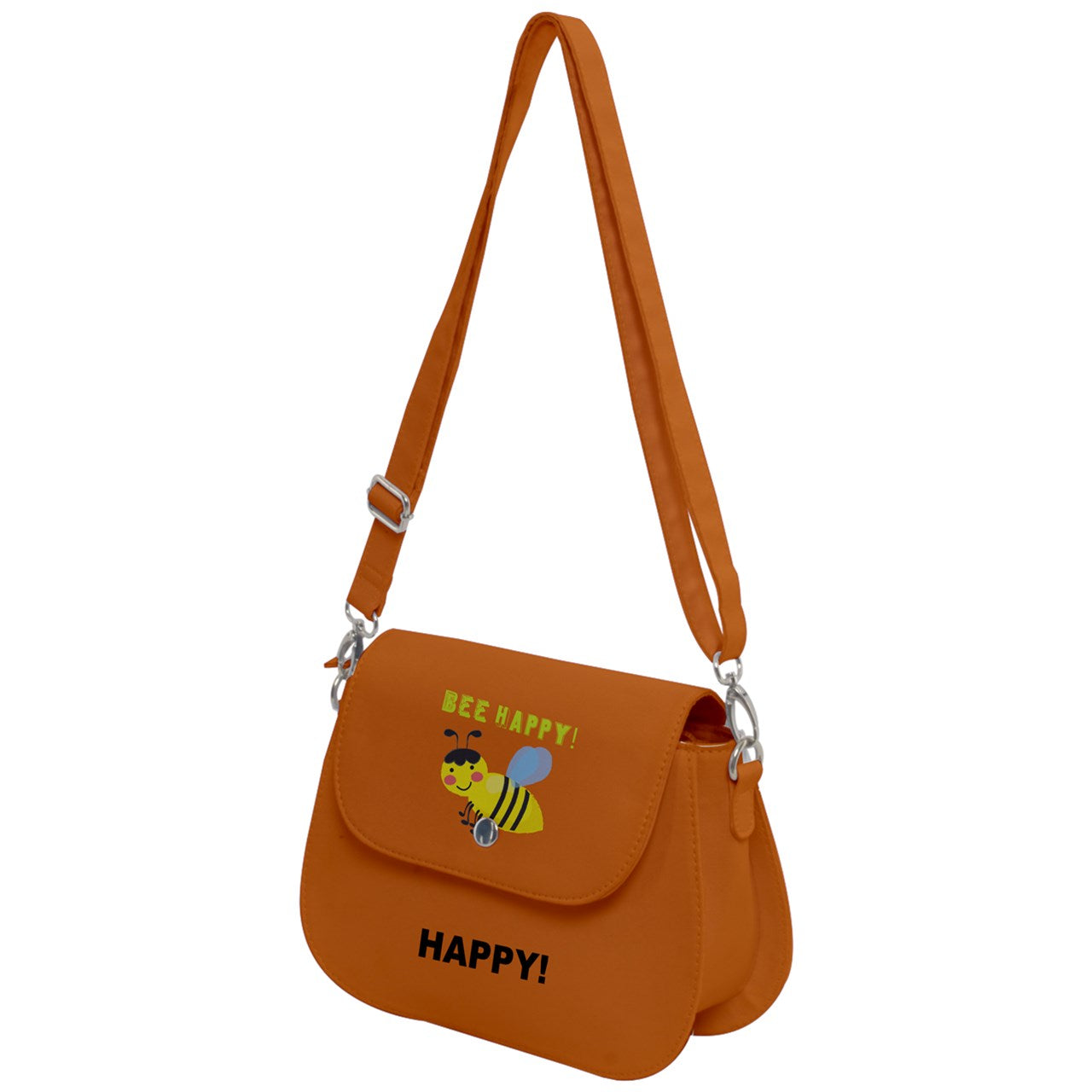 Brown Bee Happy Saddle Handbag