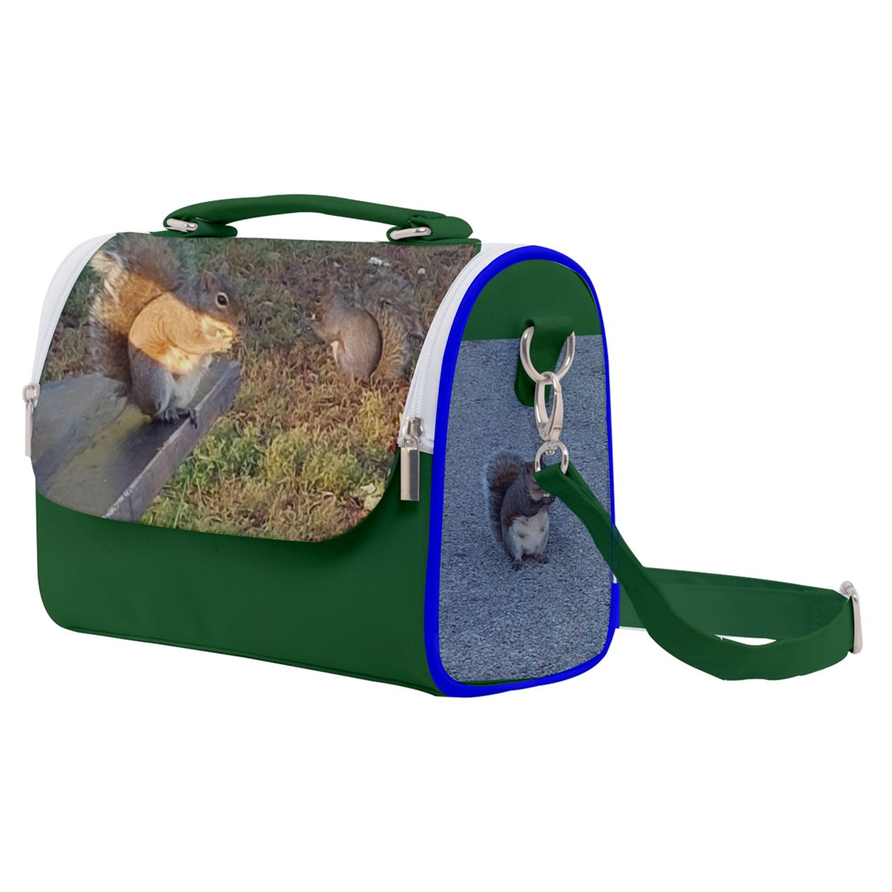 Dark Green Squirrels Satchel Shoulder Bag