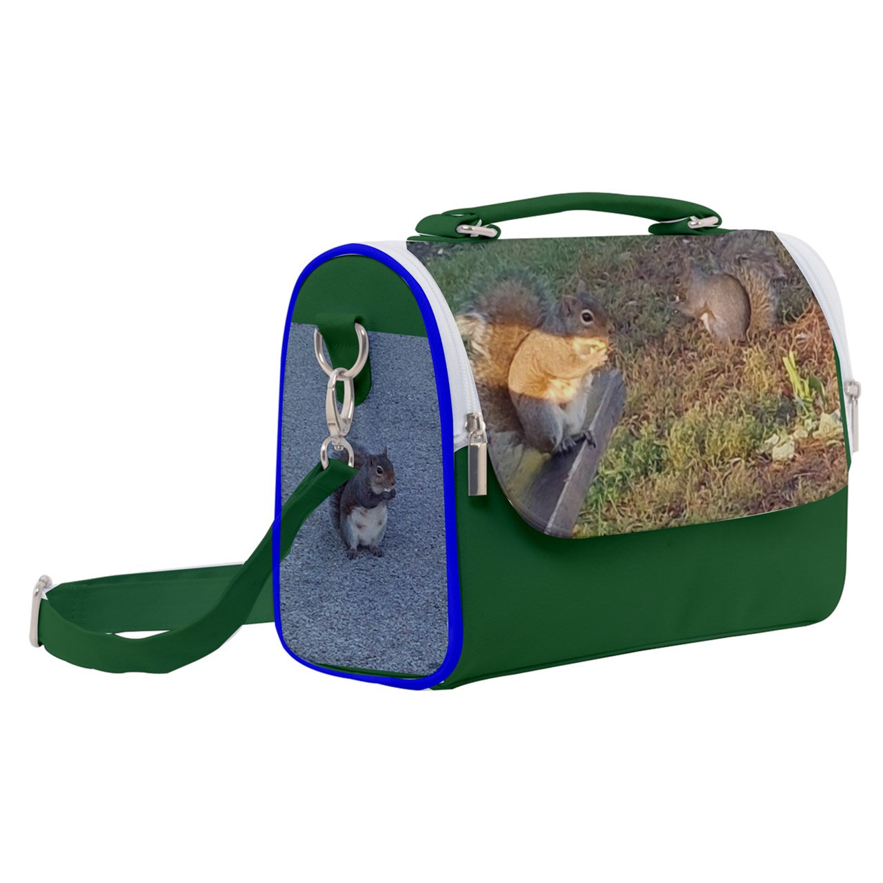 Dark Green Squirrels Satchel Shoulder Bag