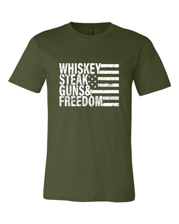 Plus-Size Whiskey Steak Guns & Freedom Tee Shirt