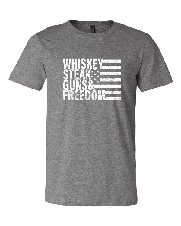 Plus-Size Whiskey Steak Guns & Freedom Tee Shirt