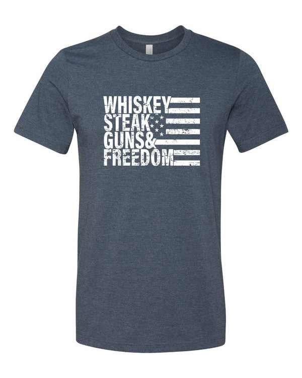 Plus-Size Whiskey Steak Guns & Freedom Tee Shirt