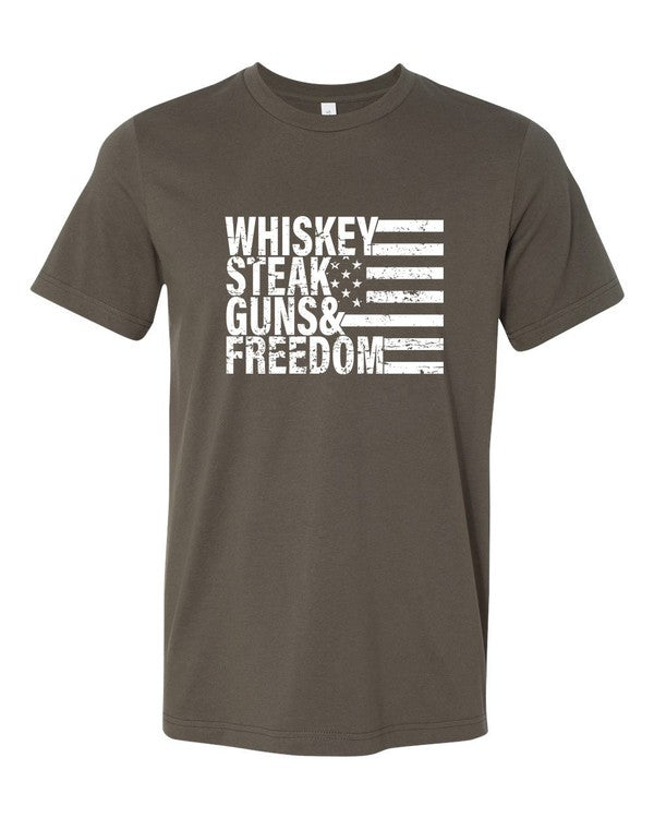 Plus-Size Whiskey Steak Guns & Freedom Tee Shirt