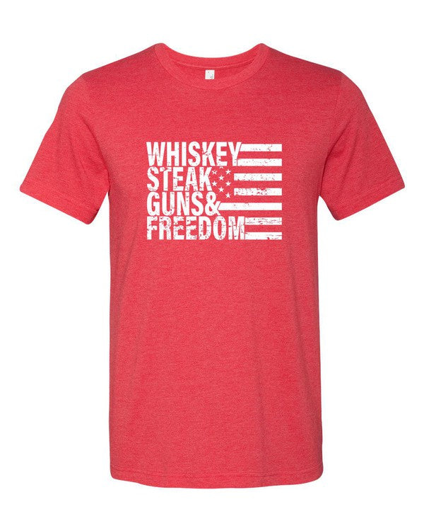 Plus-Size Whiskey Steak Guns & Freedom Tee Shirt