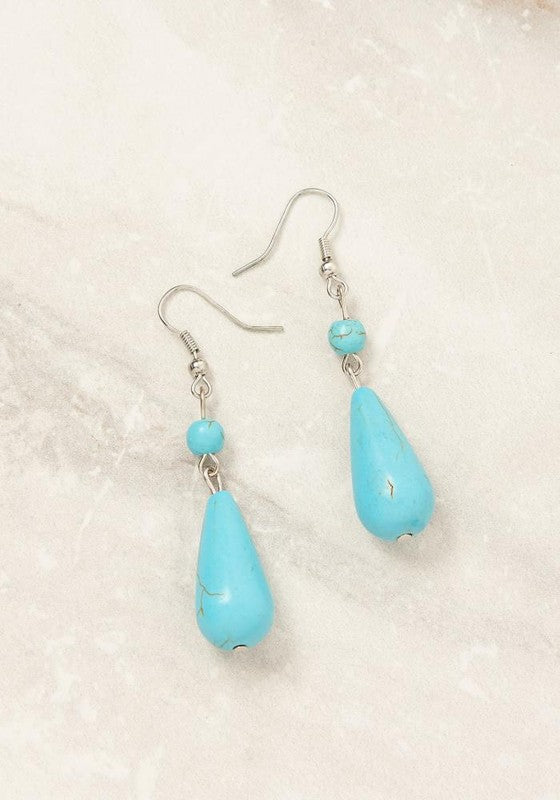 BASIC TURQUOISE TEAR DROP EARRINGS