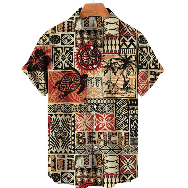 Men's Fashion Print Geometric Shirt Top