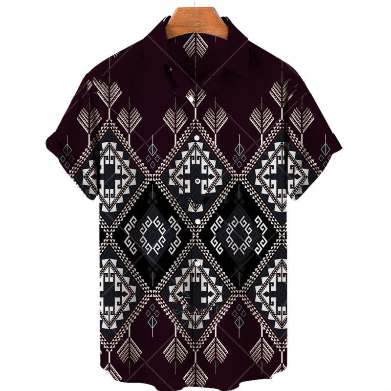 Men's Fashion Print Geometric Shirt Top