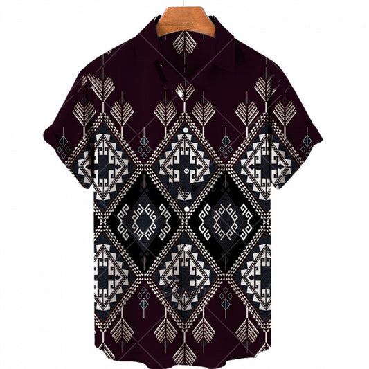 Men's Fashion Print Geometric Shirt Top