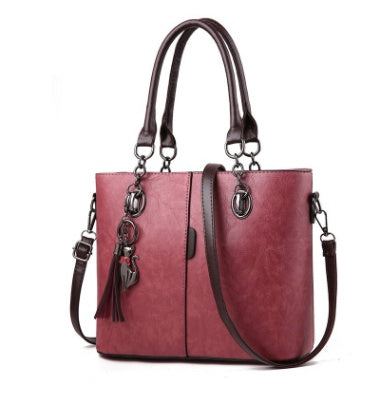Double-Strap Faux Leather Shoulder Bag Handbag