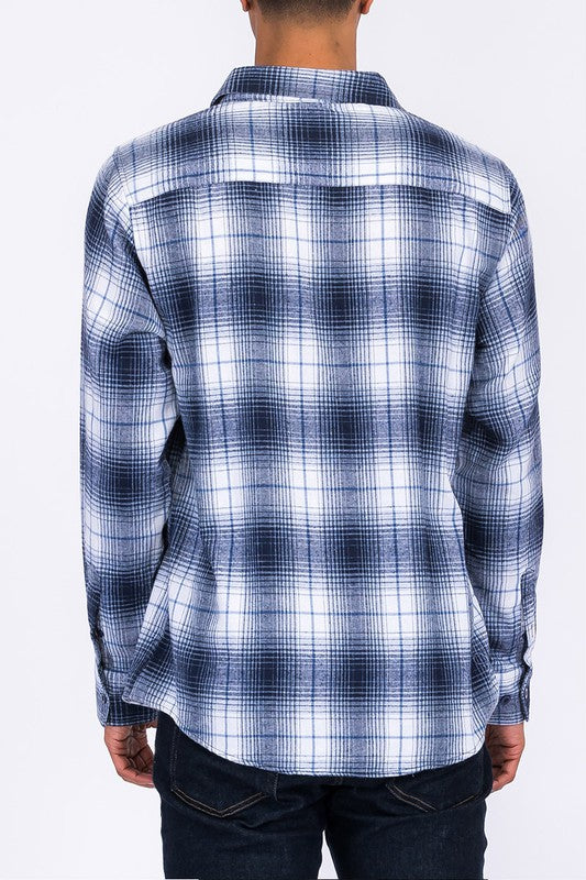 Regular Fit Checker Plaid Flannel Long Sleeve Men's Shirt