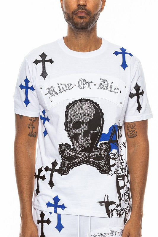 Men's Cotton Skull Crossbones T-shirt