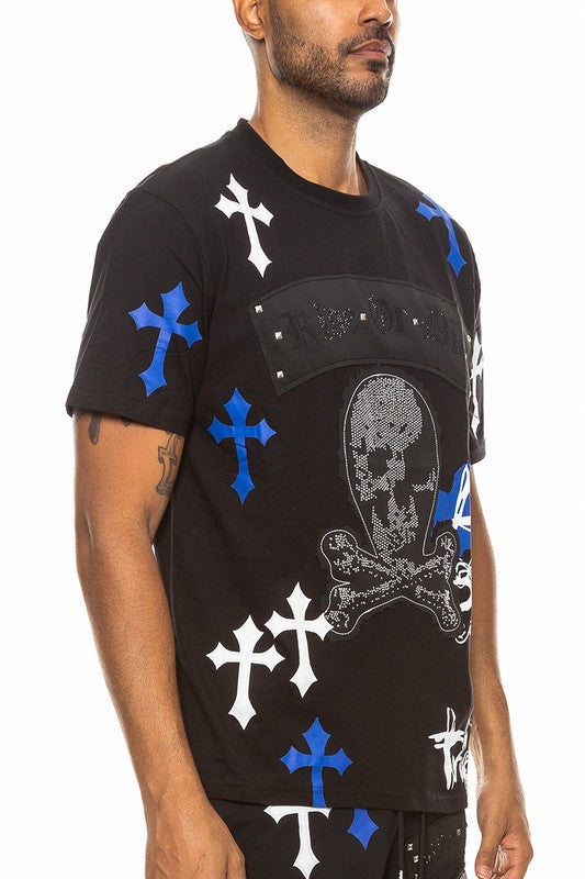 Men's Cotton Skull Crossbones T-shirt