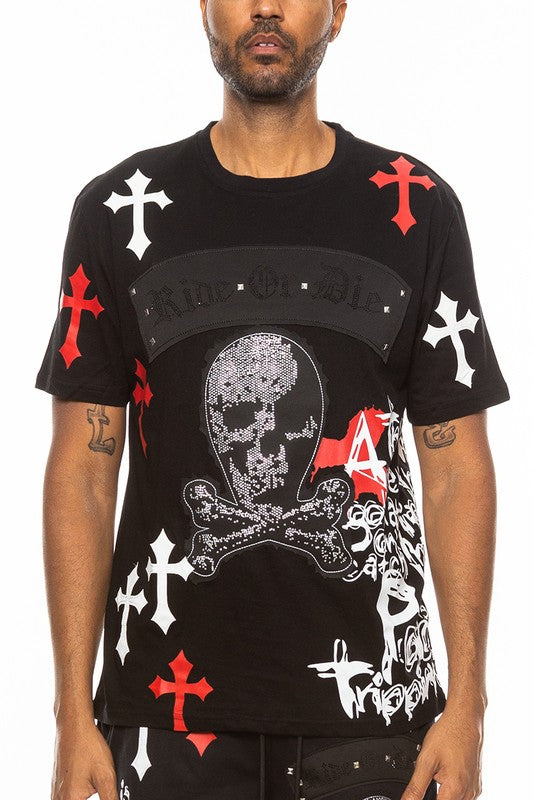 Men's Cotton Skull Crossbones T-shirt