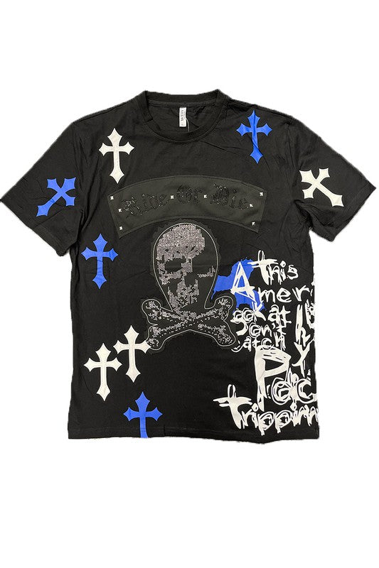 Men's Cotton Skull Crossbones T-shirt