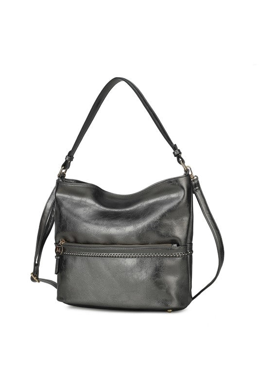 Marble Style Vegan Leather Shoulder Handbag