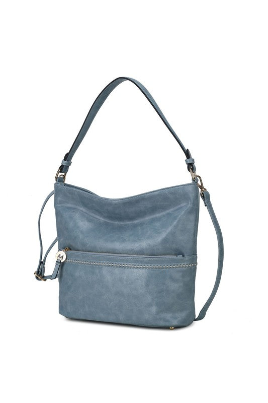 Marble Style Vegan Leather Shoulder Handbag