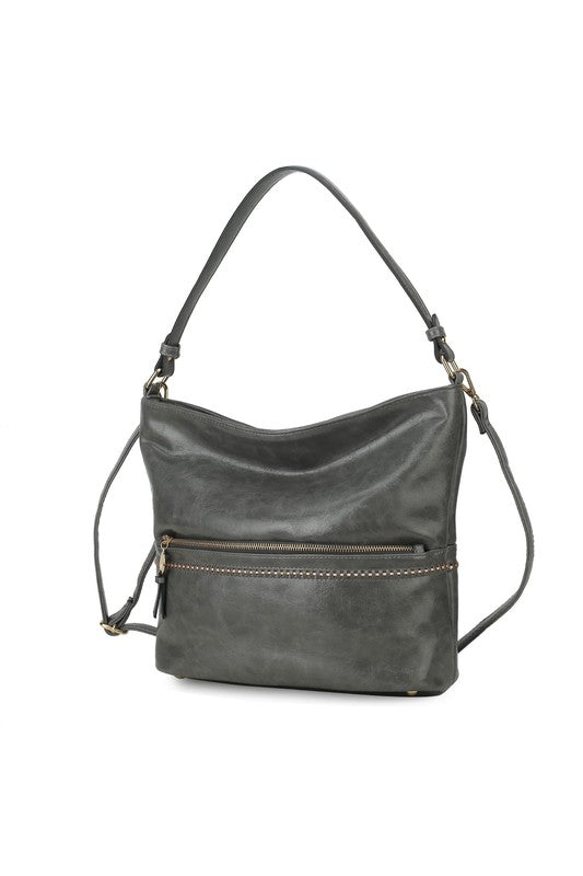 Marble Style Vegan Leather Shoulder Handbag