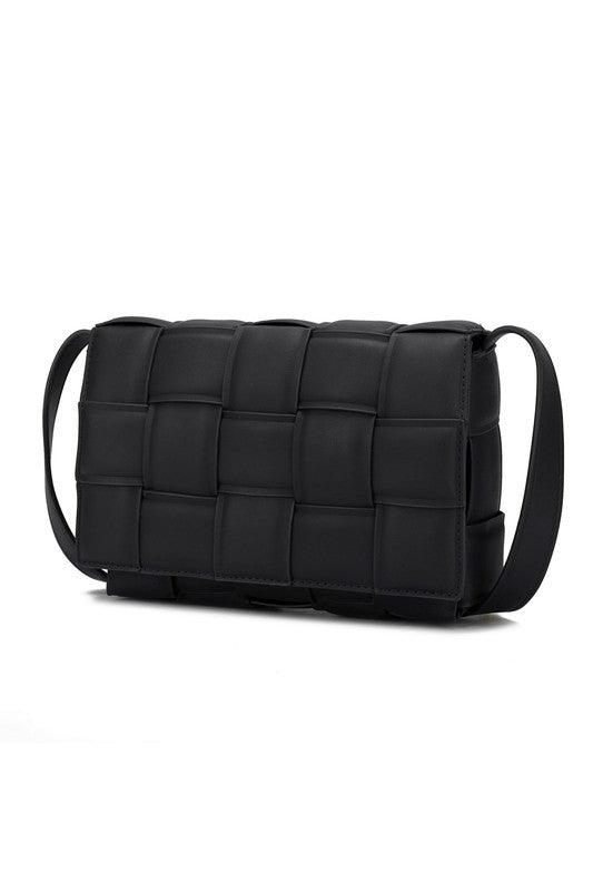 Quilted Woven Vegan Leather Shoulder Bag