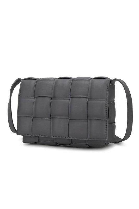 Quilted Woven Vegan Leather Shoulder Bag