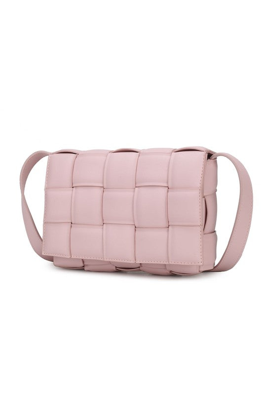 Quilted Woven Vegan Leather Shoulder Bag