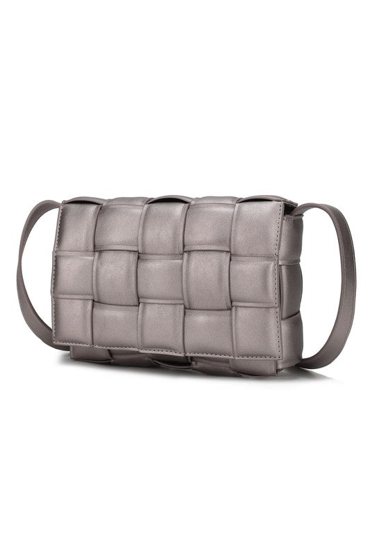 Quilted Woven Vegan Leather Shoulder Bag