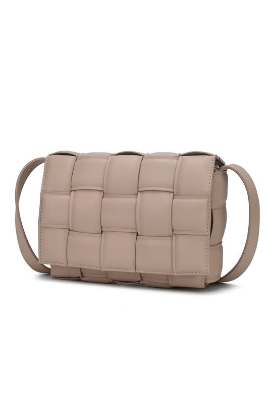 Quilted Woven Vegan Leather Shoulder Bag