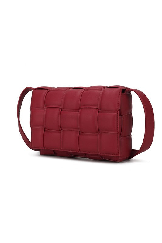 Quilted Woven Vegan Leather Shoulder Bag