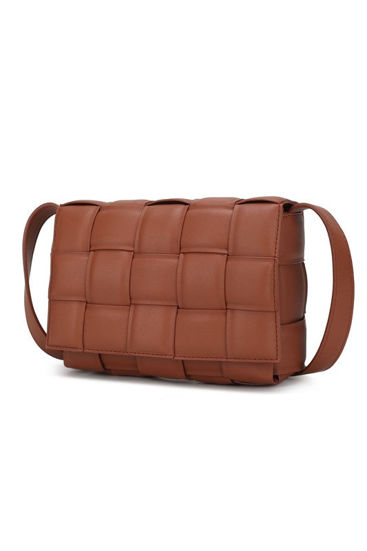 Quilted Woven Vegan Leather Shoulder Bag