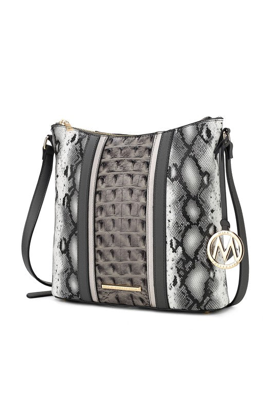 Crocodile and Snake Embossed Shoulder Bag