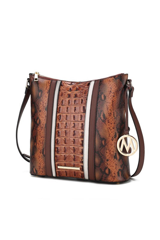 Crocodile and Snake Embossed Shoulder Bag