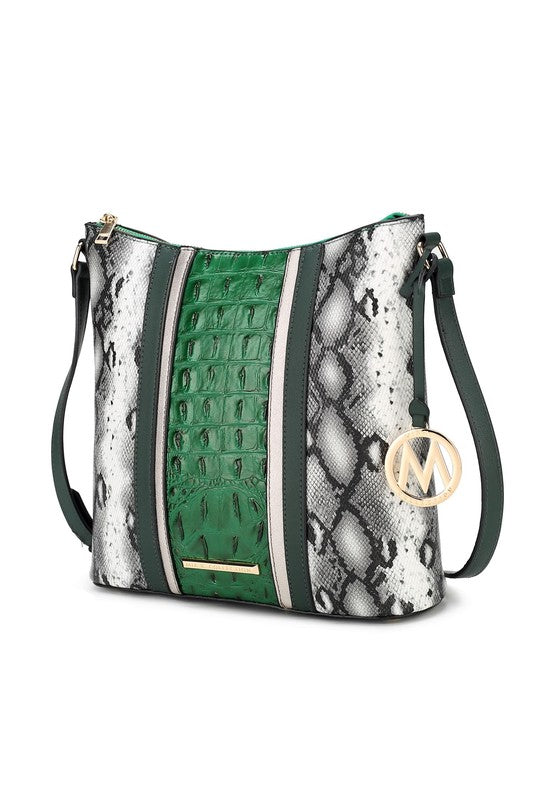 Crocodile and Snake Embossed Shoulder Bag