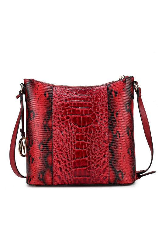 Crocodile and Snake Embossed Shoulder Bag