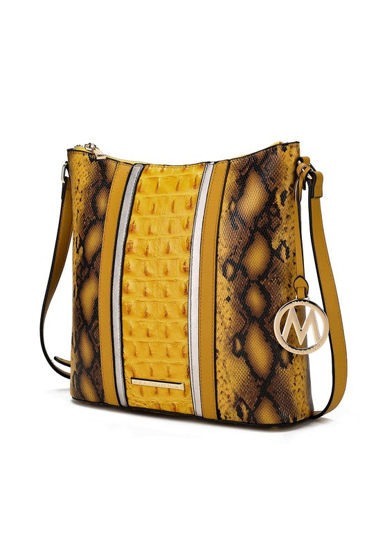 Crocodile and Snake Embossed Shoulder Bag