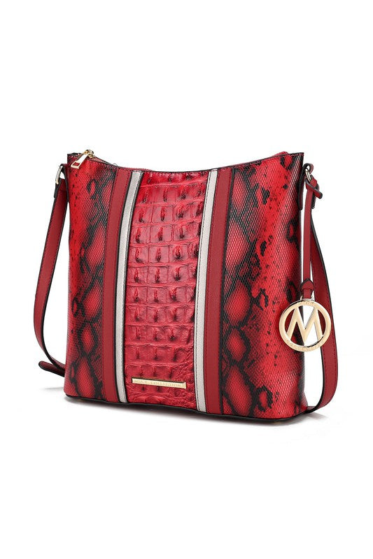 Crocodile and Snake Embossed Shoulder Bag