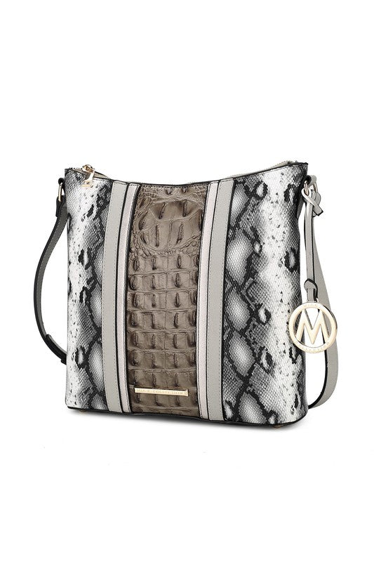 Crocodile and Snake Embossed Shoulder Bag