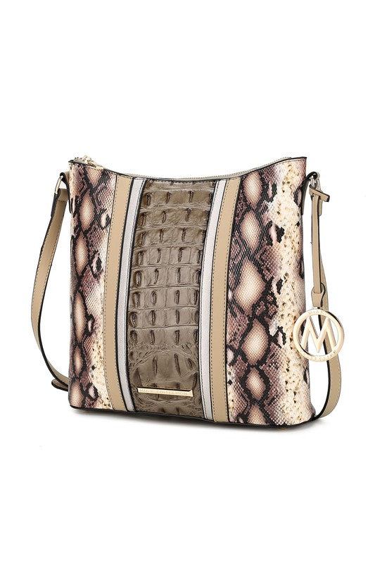 Crocodile and Snake Embossed Shoulder Bag