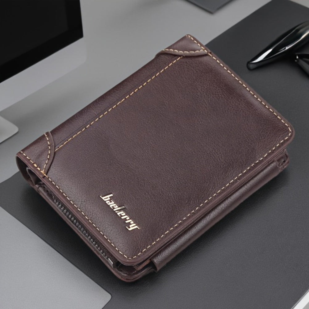 Brown Khaki Men's Leather Wallet
