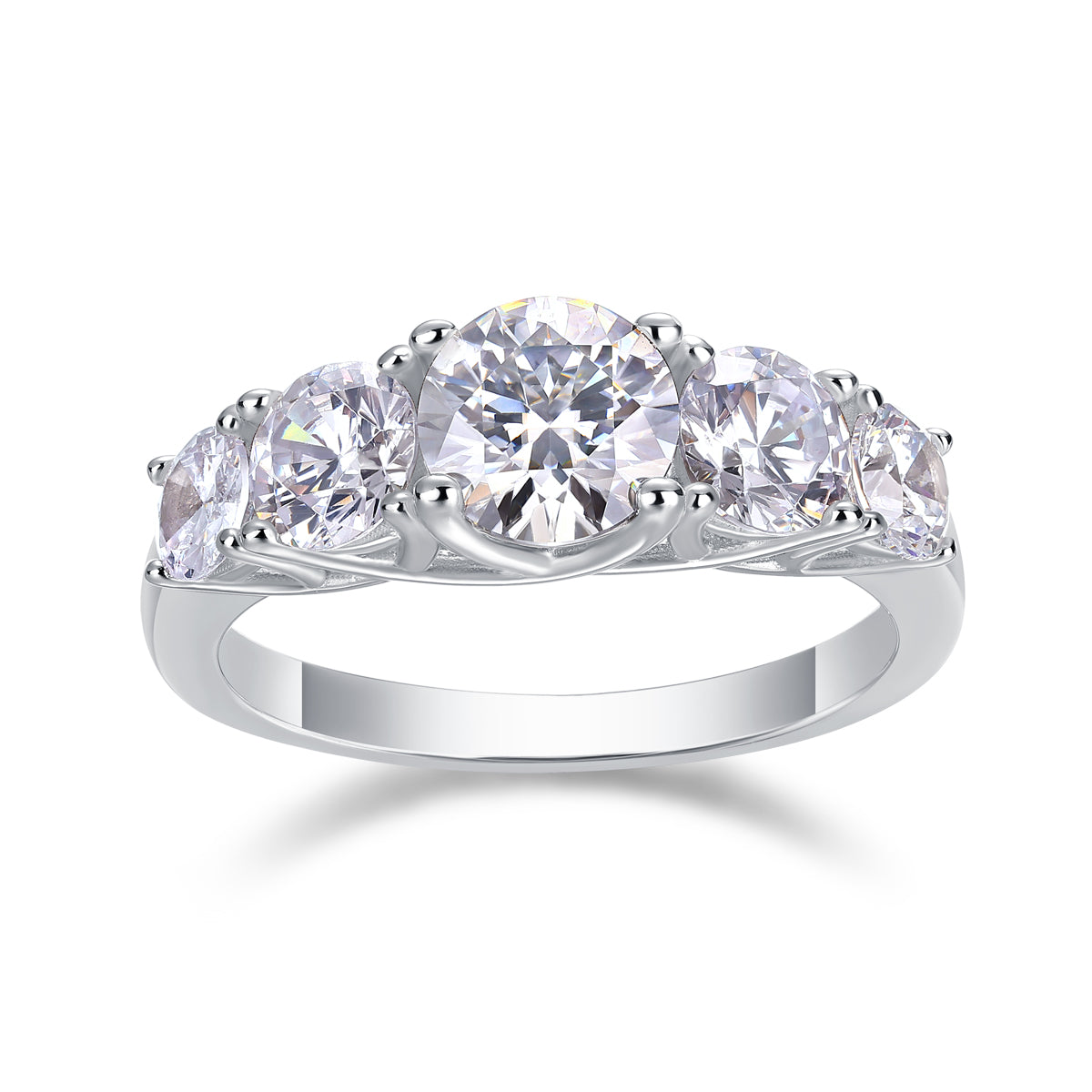 1 CT Five-Stone Moissanite Sterling Silver Rings