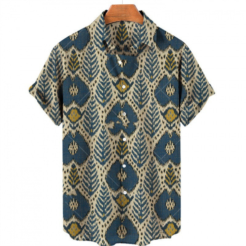 Men's Fashion Print Geometric Shirt Top