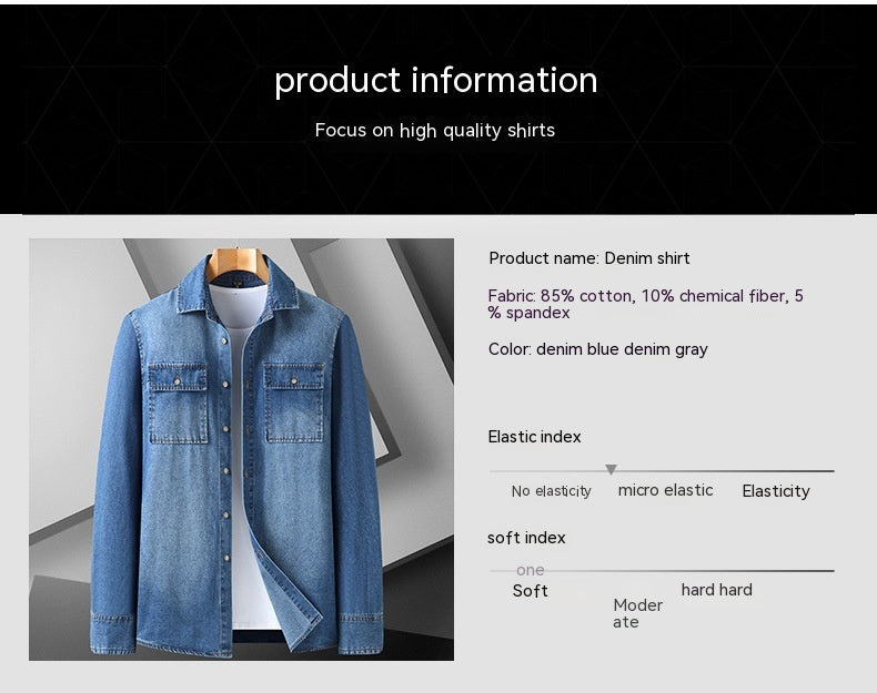 Men's Long Sleeve Denim Casual Coat Up to 8XL