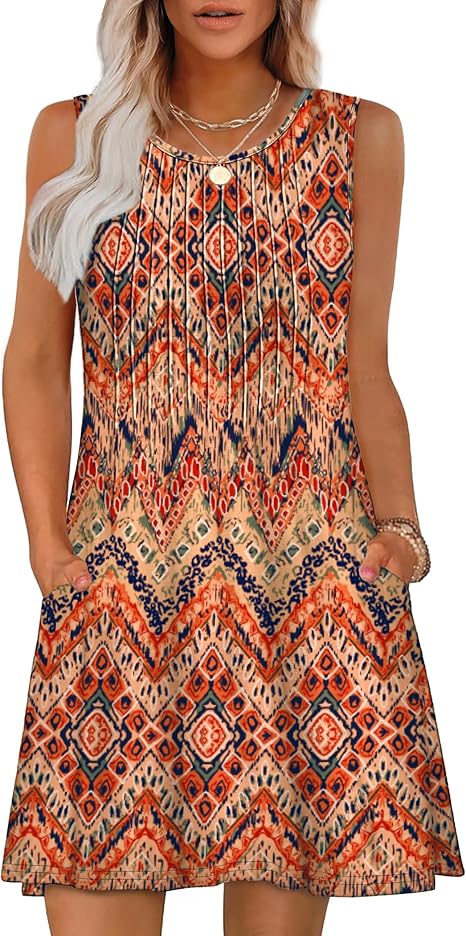 Casual Round Neck Sleeveless Vest Dress