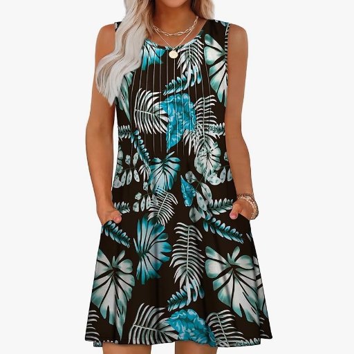 Casual Round Neck Sleeveless Vest Dress