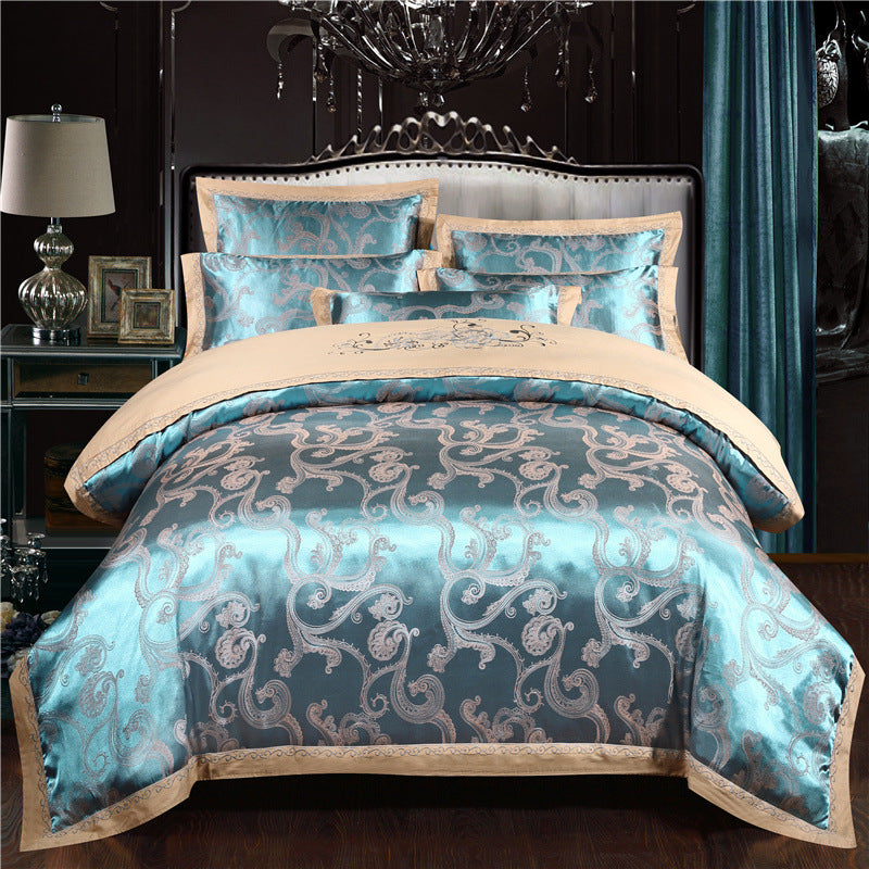 European Style Jacquard Cotton Embroidery Quilt Cover Set